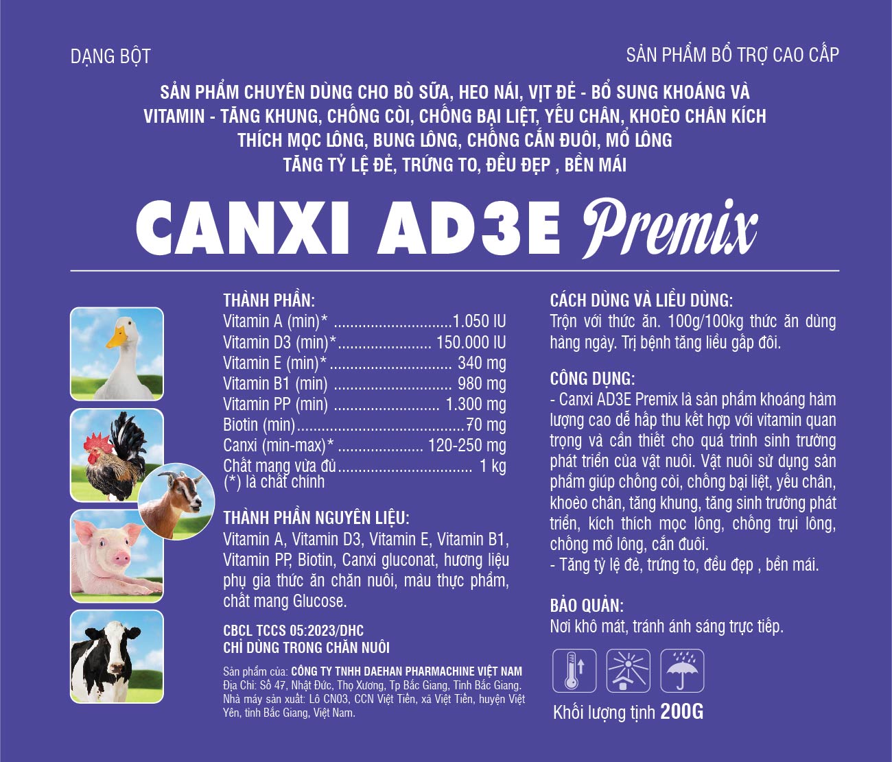 Ảnh sản phẩm CANXI AD3E Premix (Bột trộn thức ăn)